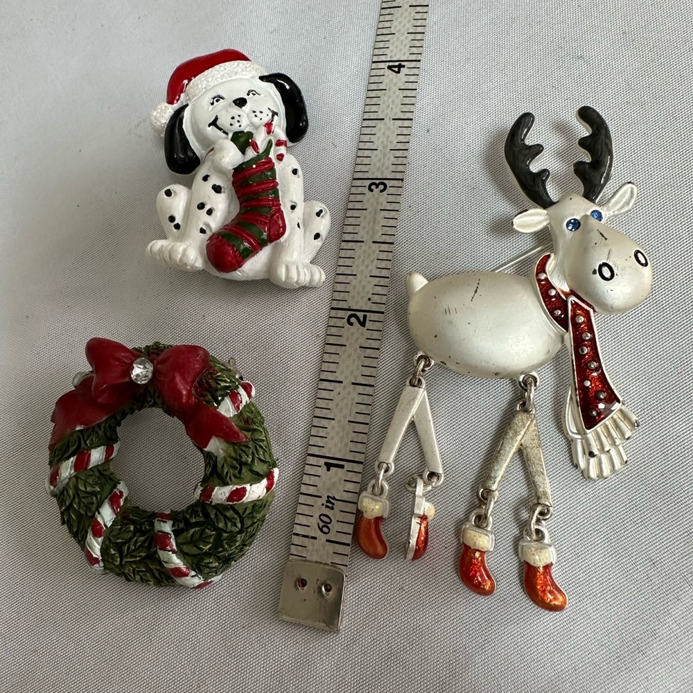 Set of three holiday pins